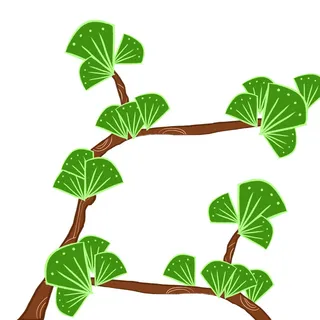 国潮风松树松枝松柏树木手绘植物装饰图案元素PSD设计素材