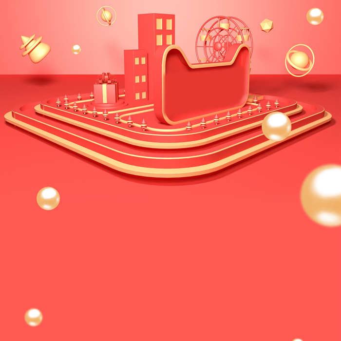 立体C4D场景电商首页主图直通车促销banner海报背景PSD素材