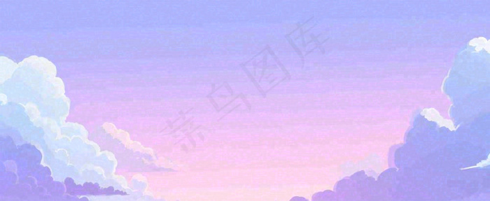 天空紫蓝色渐变云朵云层浪漫手绘插画