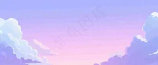 天空紫蓝色渐变云朵云层浪漫手绘插画