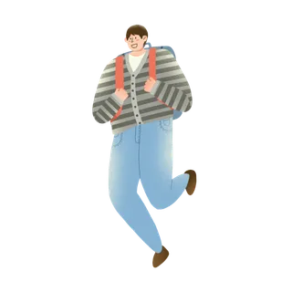 开学季扁平人物彩色元素组合