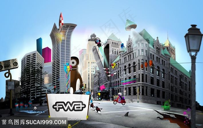 繁华城市城市建筑高架建筑建筑园林建筑摄影