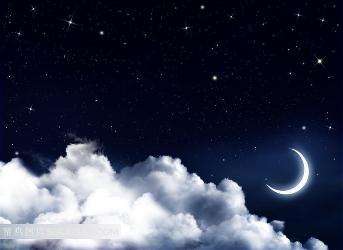 挂在夜空中的一弯新月高清图片