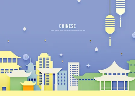 日本建筑剪纸风PSD素材