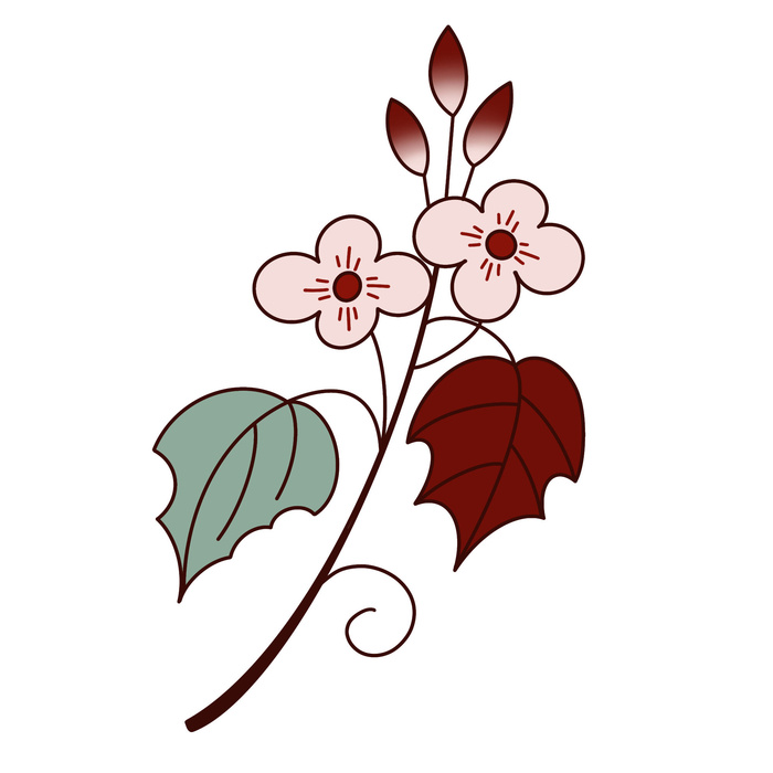 复古中国风国潮敦煌花纹花草插画手绘装饰小元素PSD素材