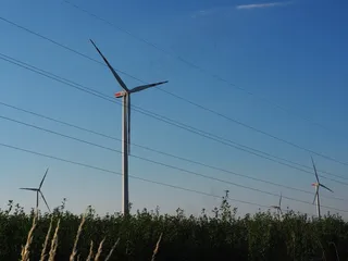 蓝天下电力风车图片