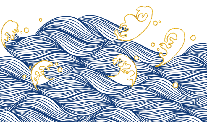 中国风鎏金浪花波浪背景免抠