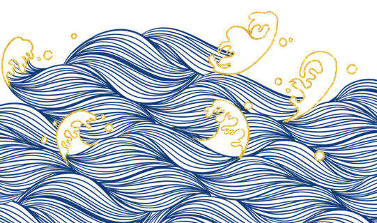 中国风鎏金浪花波浪背景免抠