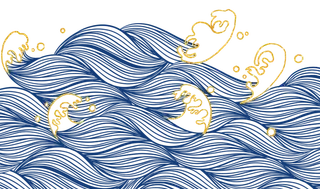 中国风鎏金浪花波浪背景免抠