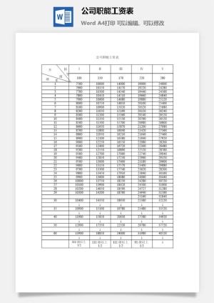 公司职能工资表word模板