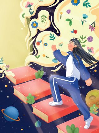 手绘高考加油插画海报