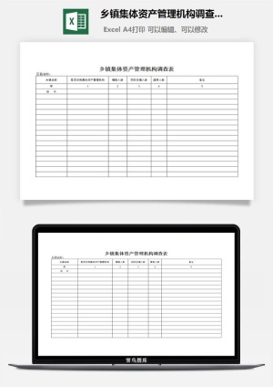 乡镇集体资产管理机构调查表excel模板预览图