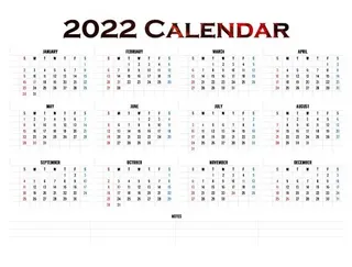 日历 2022 年 PNG免抠