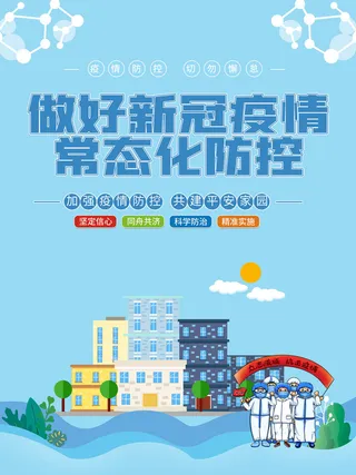 疫情常态化新冠防控系列套图社区宣传公益海报PSD设计素材模板