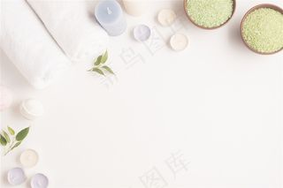 清新蜡烛毛巾养生美容静物高清图片