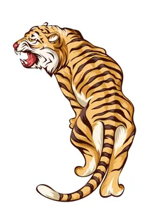 手绘国潮虎年卡通白虎老虎形象插画装饰元素PSD设计素材png免抠图