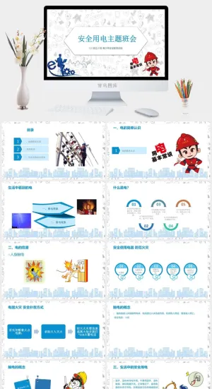 安全用电PPT宣传模板预览图