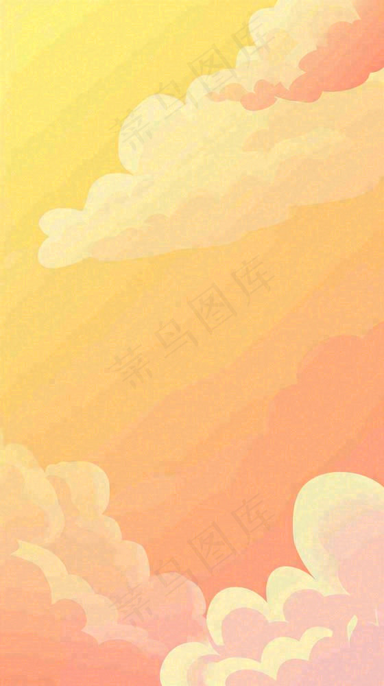 橙色渐变落日天空白云简约扁平手绘背景(816x1456)