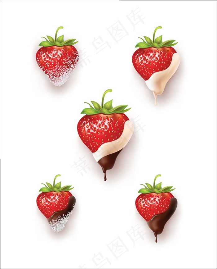 五颗草莓矢量