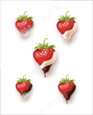 五颗草莓矢量