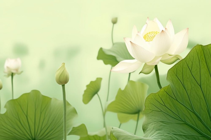 简洁淡雅荷花绿色清新背景