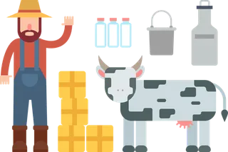 男孩奶牛现代农业