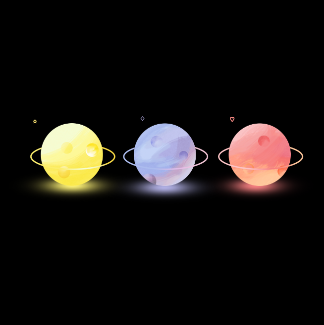 可爱 的 星球 元素 三个颜色psd模版下载