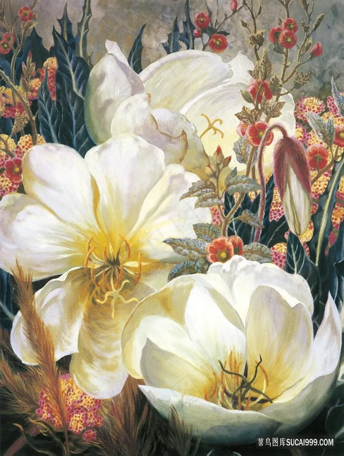 唯美油画高清花卉插画