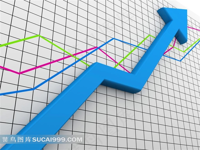 贴着表格向上爬的折线箭头创意设计高清图片