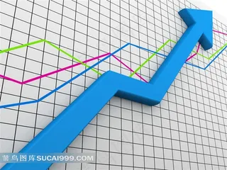 贴着表格向上爬的折线箭头创意设计高清图片
