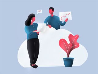 人物插画同事交流