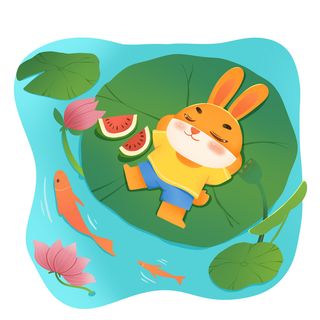 手绘2023兔年新年卡通兔子形象IP插画元素PSD设计素材png图案