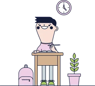 男孩写作业素材卡通少儿兴趣班