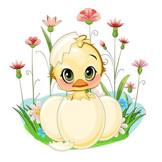 复活节装饰元素手绘插画兔子彩蛋鲜花场景(55)