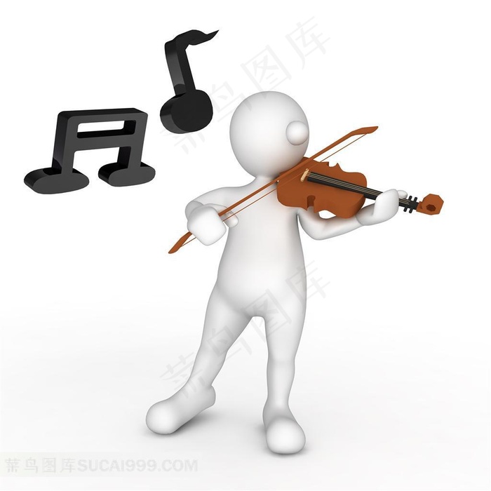 拉小提琴的的3D小人