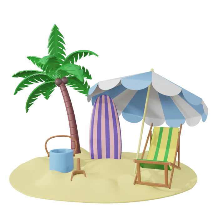 夏季沙滩场景3d模型免扣元素