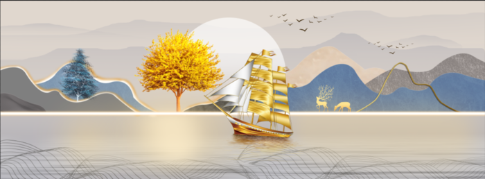 抽象麋鹿山水装饰画