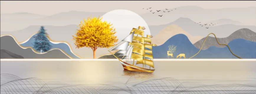 抽象麋鹿山水装饰画