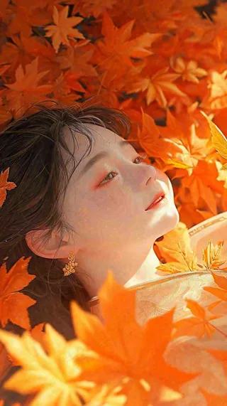 秋天秋季落叶美人，阳光落日秋叶，立秋秋分