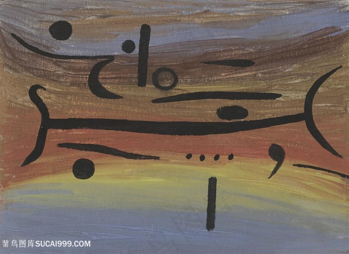 保罗克利手绘水彩抽象挂画