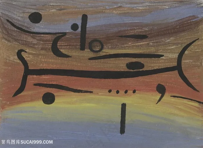 保罗克利手绘水彩抽象挂画