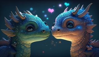 温馨、龙、眼睛、可爱、甜蜜