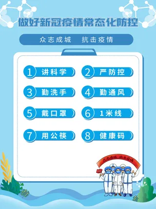 疫情常态化新冠防控系列套图社区宣传公益海报PSD设计素材模板