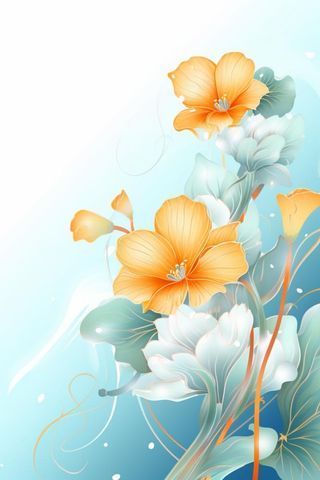 创意清新淡蓝色荷花古风背景