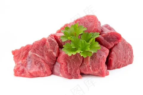 鲜红的瘦肉和芹菜叶高清图片 鲜红的瘦肉和芹菜叶高清图片