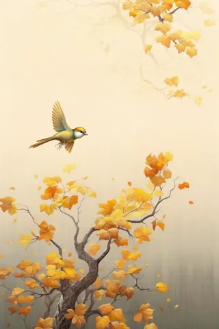 中国风秋季落叶简约背景