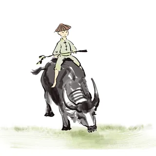 清明清明节水墨牧童和牛