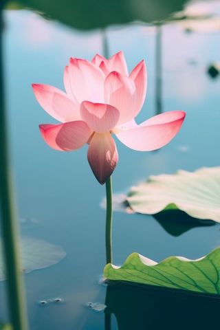 清新粉色荷花荷叶图