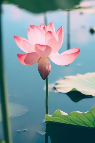 清新粉色荷花荷叶图