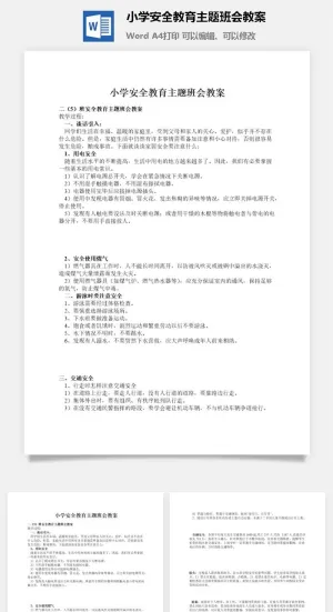 小学安全教育主题班会教案